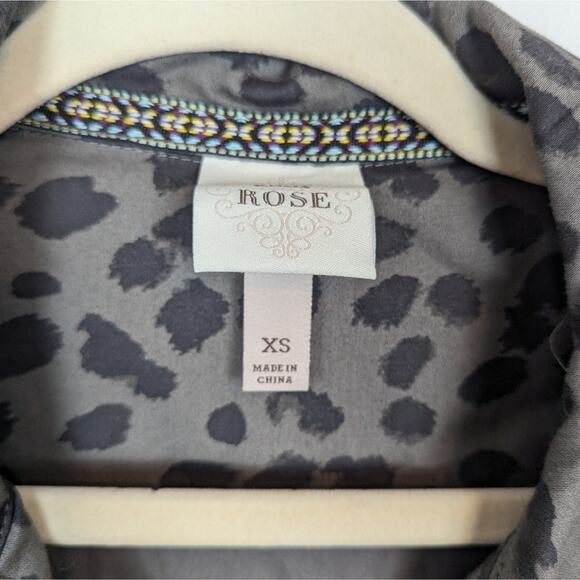 Knox Rose Women's Charcoal Grey Leopard Print Button Utility Jacket Size XS - Picture 6 of 7